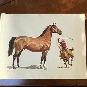 Western Horse Print   Savitt un-framed. Cowboy